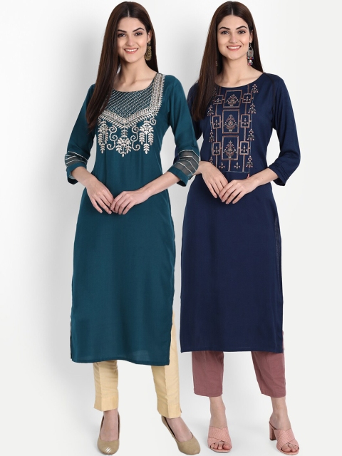 

7Threads Women Multicoloured Ethnic Motifs Mirror Work Kurta, Multi