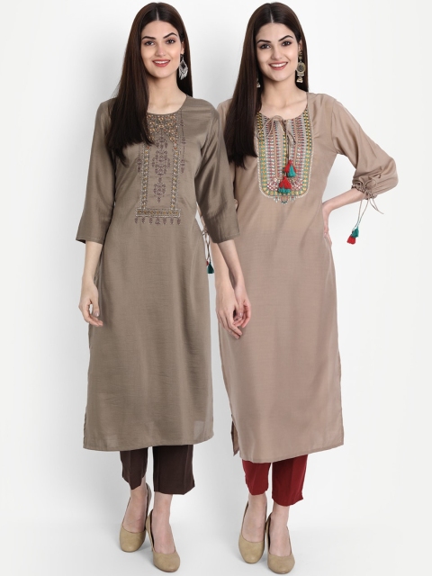 

7Threads Women Multicoloured Ethnic Motifs Embroidered Kurta, Multi