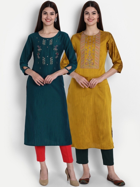 

7Threads Women Multicoloured Embroidered Kurta, Multi