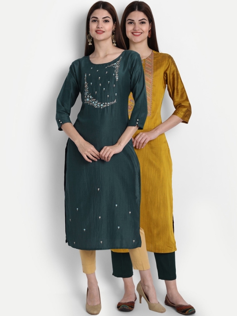

7Threads Women Multicoloured Ethnic Motifs Embroidered Kurta, Multi