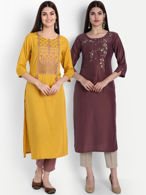 

7Threads Women Multicoloured Ethnic Motifs Embroidered Kurta, Multi