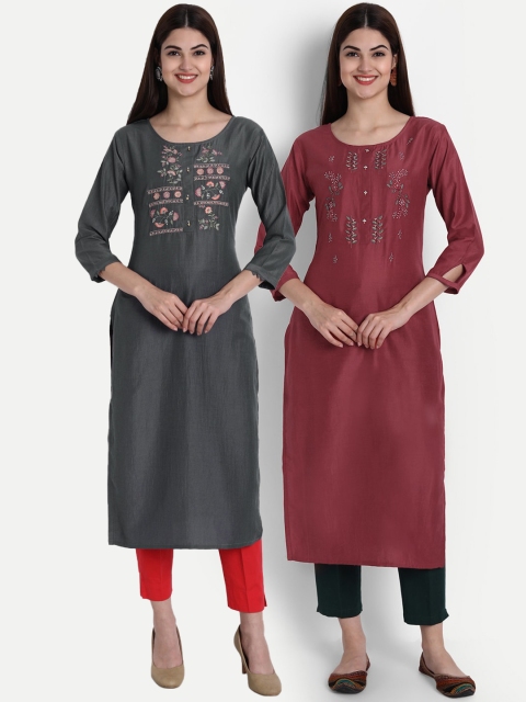 

7Threads Women Multicoloured Ethnic Motifs Embroidered Kurta, Multi