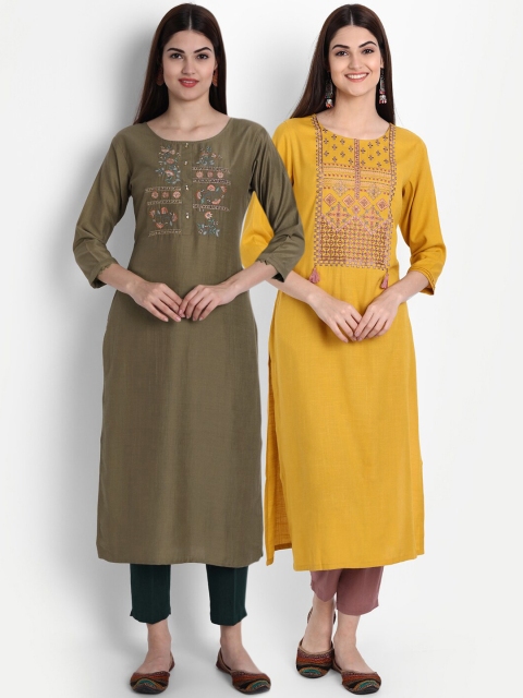 

7Threads Women Multicoloured Ethnic Motifs Embroidered Kurta, Multi