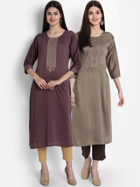 

7Threads Women Multicoloured Ethnic Motifs Embroidered Kurta, Multi