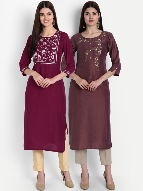 

7Threads Women Multicoloured Embroidered Mirror Work Kurta, Multi