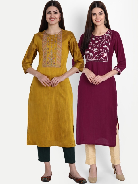 

7Threads Women Multicoloured Embroidered Mirror Work Kurta, Multi