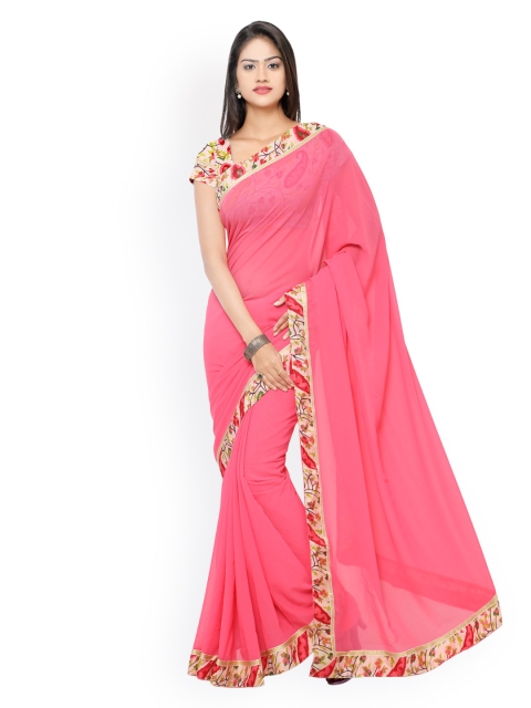 

Florence Pink Faux Georgette Saree