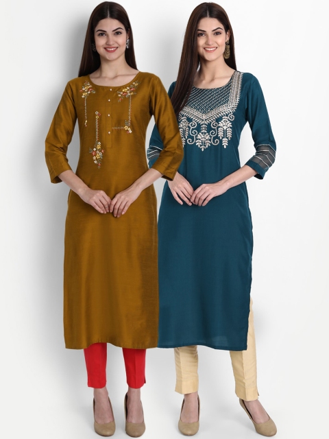 

7Threads Women Pack Of 2 Multicoloured Ethnic Motifs Kurta, Multi