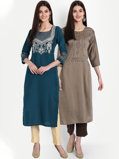 

7Threads Women Multicoloured Thread Work Kurta, Multi