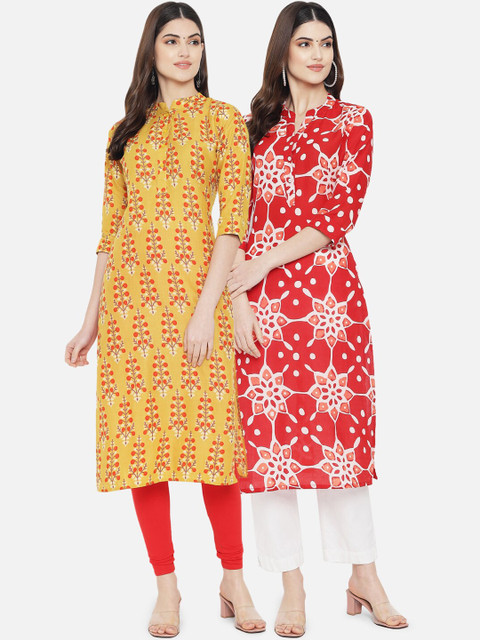 

7Threads Women Pack Of 2 Multicoloured Floral Printed Kurta, Multi