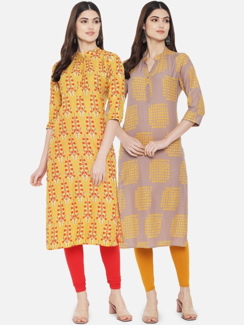 

7Threads Women Pack Of 2 Multicoloured Printed Floral Kurta, Multi