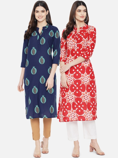 

7Threads Women Pack Of 2 Multicoloured Printed Kurta, Multi