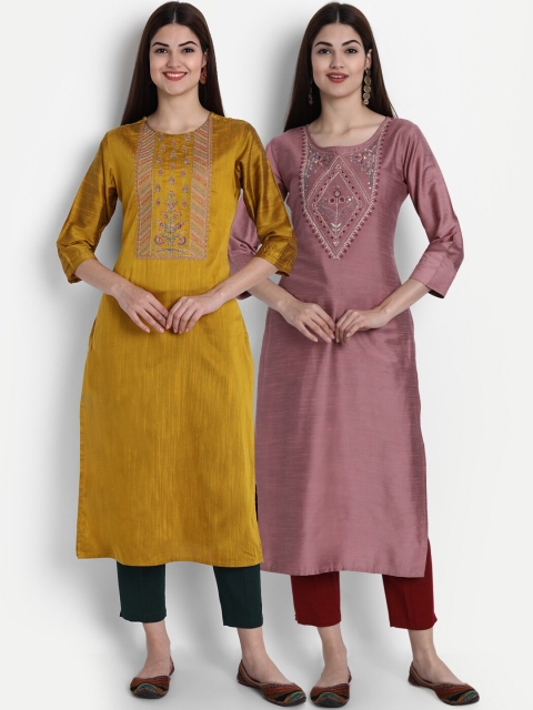 

7Threads Women Pack Of 2 Multicoloured Thread Work Kurta, Multi