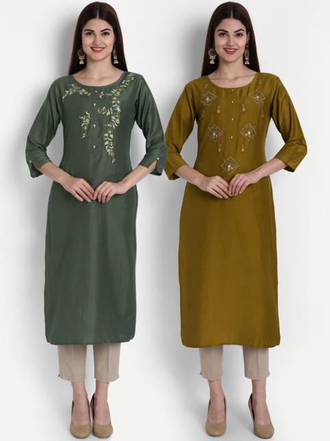 

7Threads Women Pack Of 2 Multicoloured Embroidered Kurta, Multi