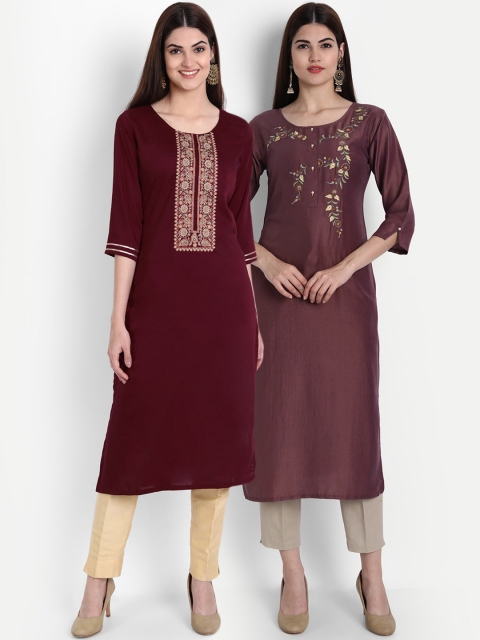 

7Threads Women Multicoloured Ethnic Motifs Thread Work Kurta, Multi