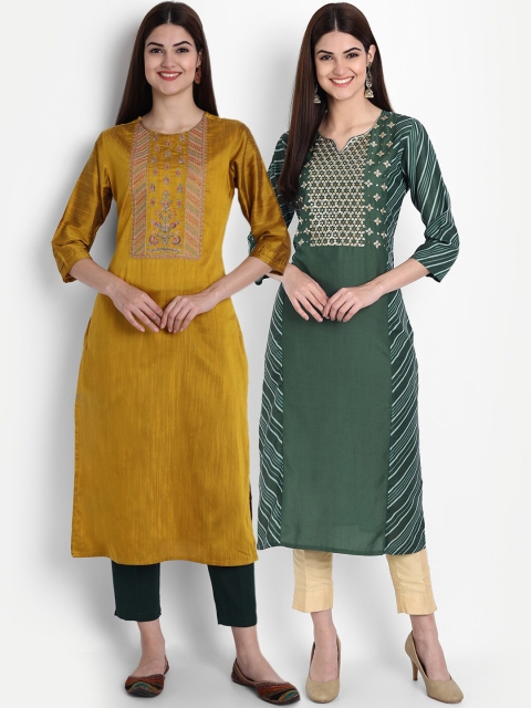 

7Threads Women Multicoloured Ethnic Motifs Embroidered Thread Work Kurta, Multi