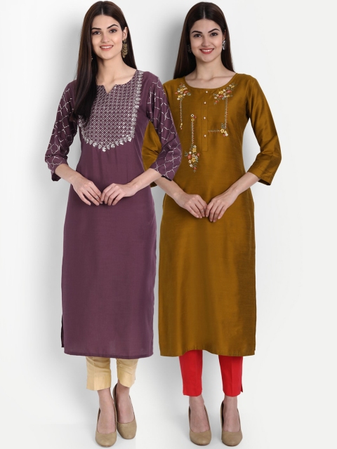 

7Threads Pack Of 2 Women Multicoloured Thread Work Kurta, Multi