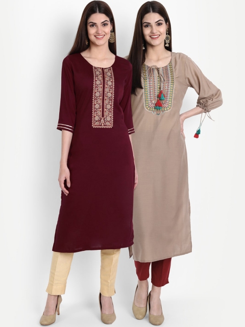 

7Threads Women Multicoloured Thread Work Kurta, Multi