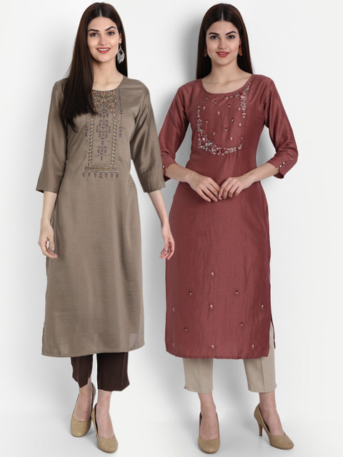 

7Threads Women Multicoloured Thread Work Kurta, Multi