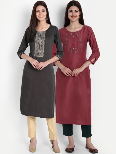 

7Threads Women Multicoloured Mirror Work Kurta, Multi