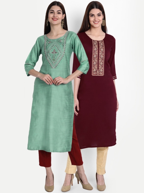 

7Threads Women Multicoloured Yoke Design Yoke Design Mirror Work Kurta, Multi