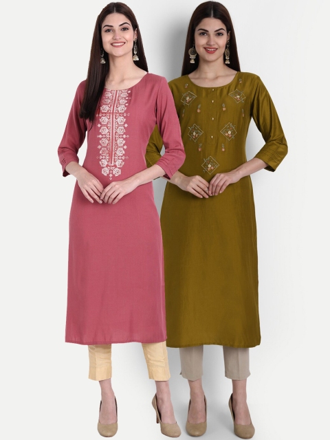 

7Threads Women Multicoloured Embroidered Thread Work Kurta, Multi