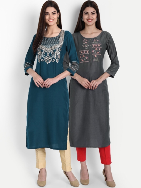 

7Threads Women Multicoloured Thread Work Kurta, Multi