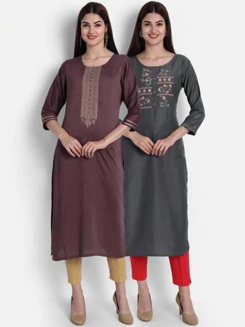 

7Threads Women Multicoloured Thread Work Kurta, Multi