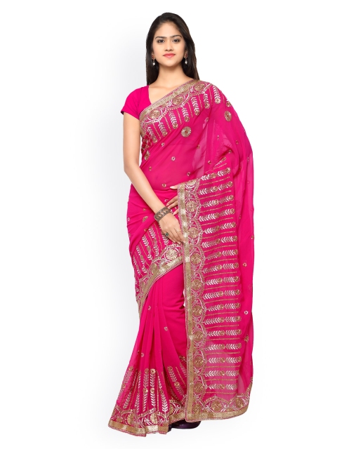 

Florence Pink Embroidered Chiffon Saree