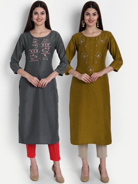 

7Threads Women Multicoloured & outer space Embroidered Thread Work Kurta, Multi