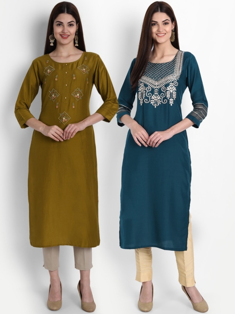 

7Threads Women Multicoloured Embroidered Thread Work Kurta, Multi