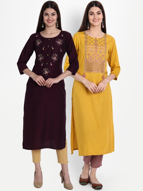 

7Threads Women Multicoloured Ethnic Motifs Embroidered Thread Work Kurta, Multi