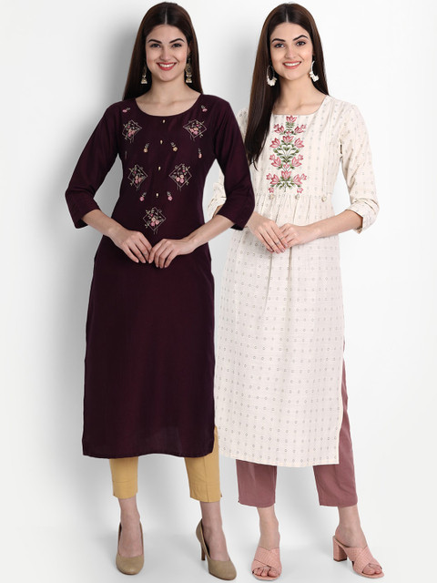 

7Threads Women Multicoloured Ethnic Motifs Embroidered Mirror Work Kurta, Multi