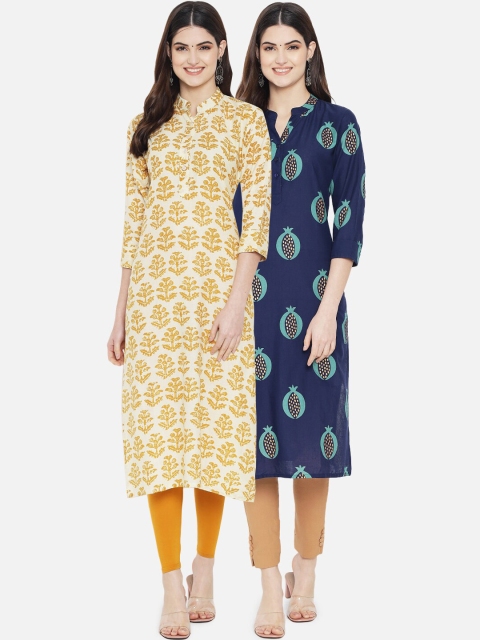 

7Threads Women Multicoloured Ethnic Motifs Dyed Thread Work Floral Kurta, Multi