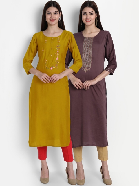 

7Threads Women Multicoloured Embroidered Mirror Work Kurta, Multi