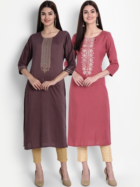 

7Threads Women Multicoloured Embroidered Mirror Work Kurta, Multi