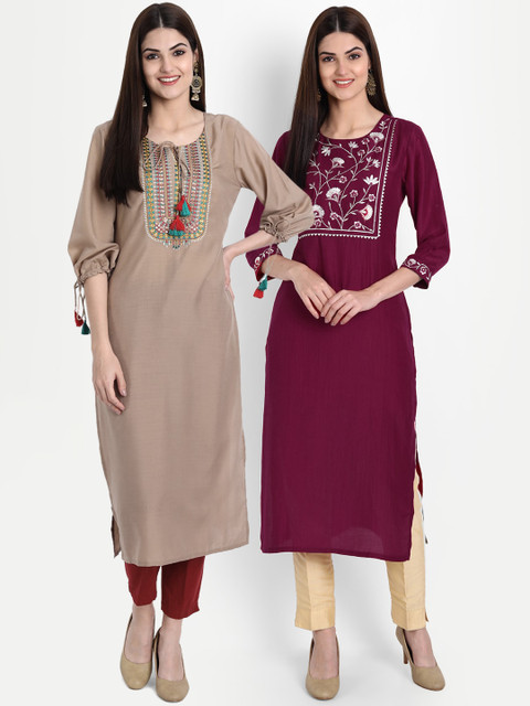 

7Threads Women Multicoloured Embroidered Mirror Work Kurta, Multi