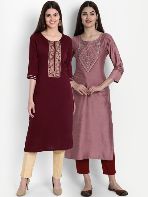

7Threads Women Multicoloured Thread Work Kurta, Multi
