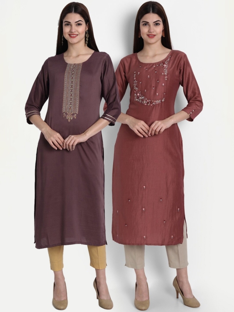 

7Threads Women Multicoloured Embroidered Thread Work Kurta, Multi