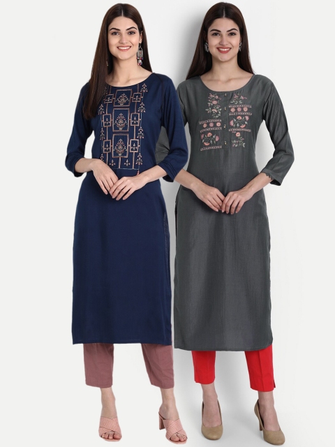 

7Threads Women Multicoloured Thread Work Kurta, Multi