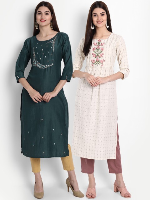 

7Threads Women Multicoloured Ethnic Motifs Embroidered Kurta, Multi