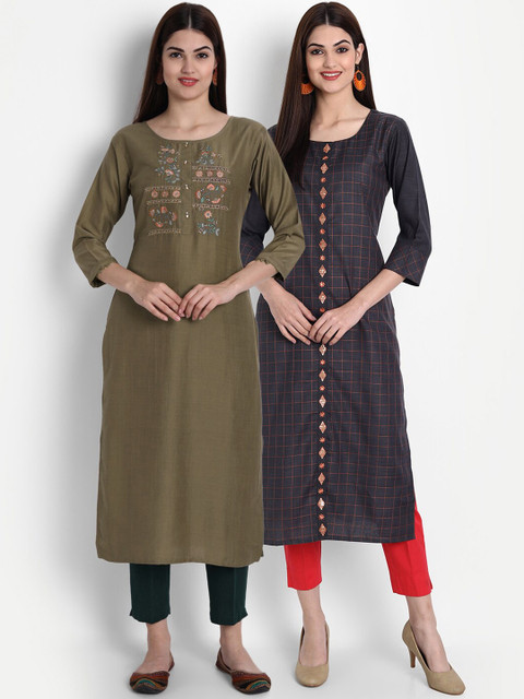 

7Threads Women Multicoloured Flared Sleeves Thread Work Kurta, Multi