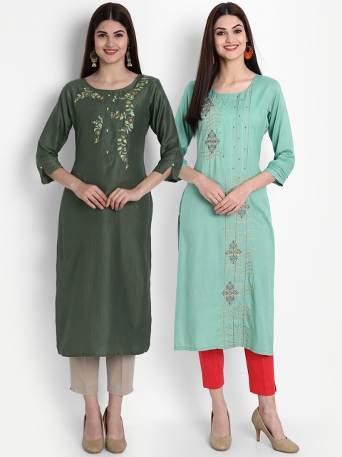 

7Threads Women Multicoloured Ethnic Motifs Embroidered Thread Work Kurta, Multi
