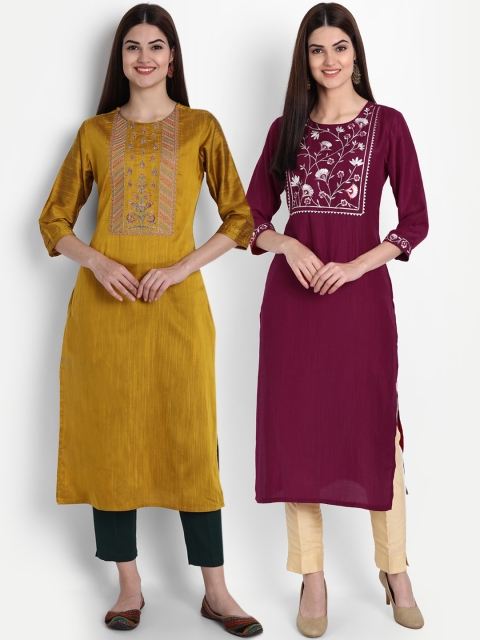 

7Threads Women Multicoloured Ethnic Motifs Embroidered Thread Work Kurta, Multi