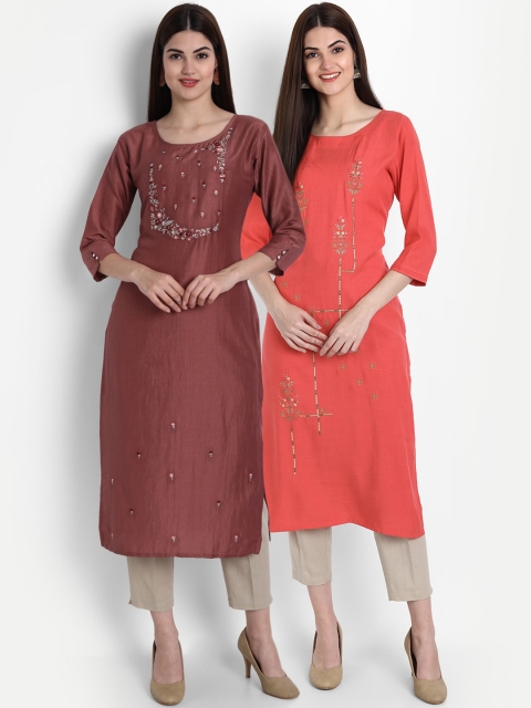 

7Threads Women Multicoloured Ethnic Motifs Thread Work Kurta, Multi