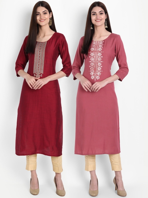 

7Threads Women Multicoloured Embroidered Thread Work Kurta, Multi