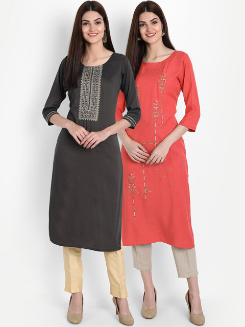 

7Threads Women Multicoloured Embroidered Kurta, Multi