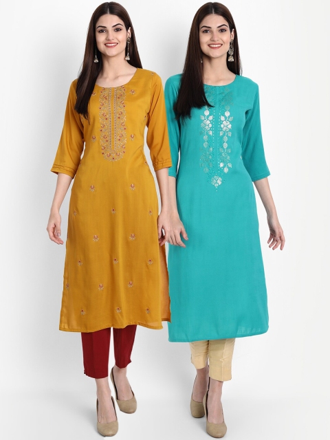 

7Threads Women Multicoloured Embroidered Thread Work Kurta, Multi