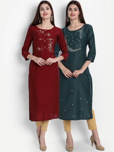 

7Threads Women Multicoloured Ethnic Motifs Embroidered Kurta, Multi