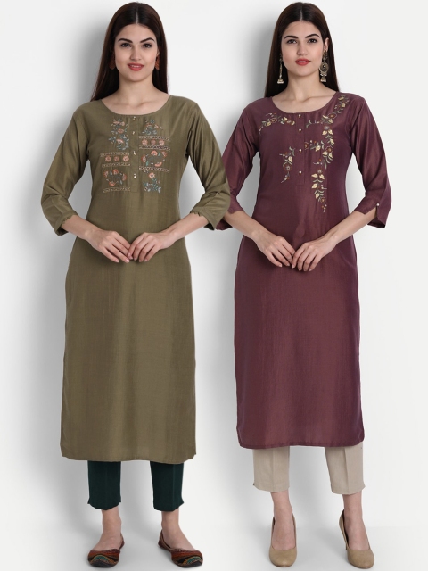 

7Threads Women Multicoloured Thread Work Kurta, Multi